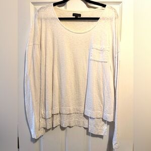 Calvin Klein White Scoop Neck Long Sleeve Pocket Top